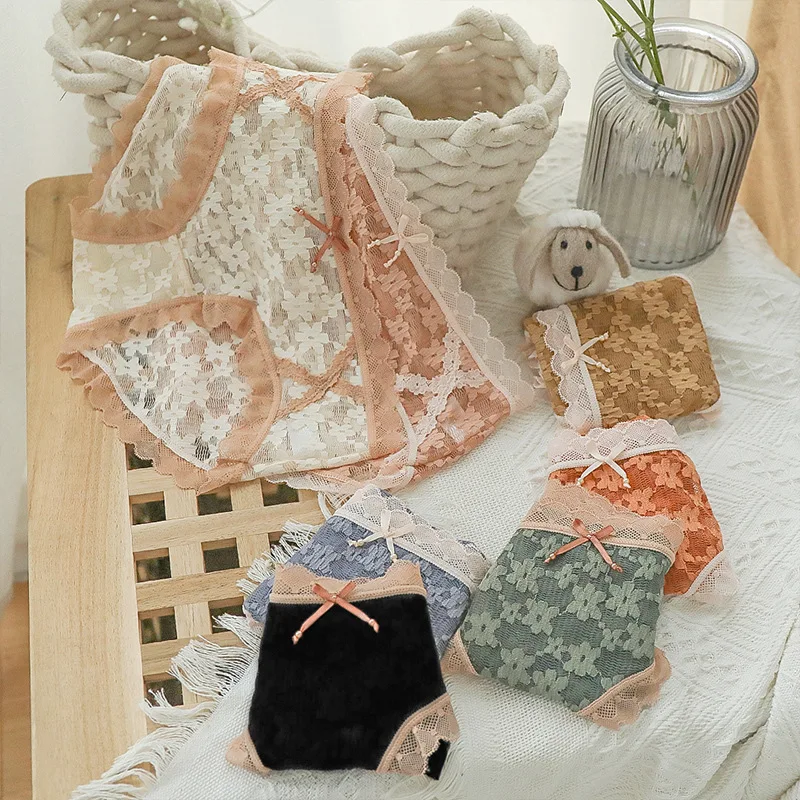 

new girls underwear 5pc/lot lace nylon middle waist briefs young girl panties Teenagers wholesales students summer hot sales