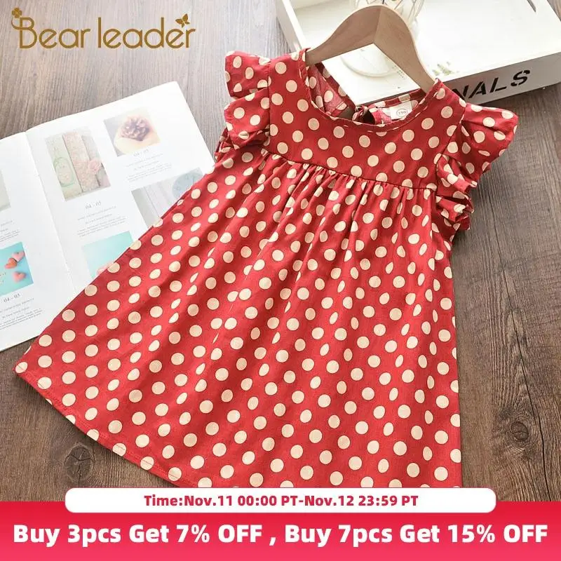 Bear Leader Girls Casual Dresses New Summer Girl Sleeveless Dress Polka Dot Cute Costumes Children Retro Clothes Kids Clothing | Детская