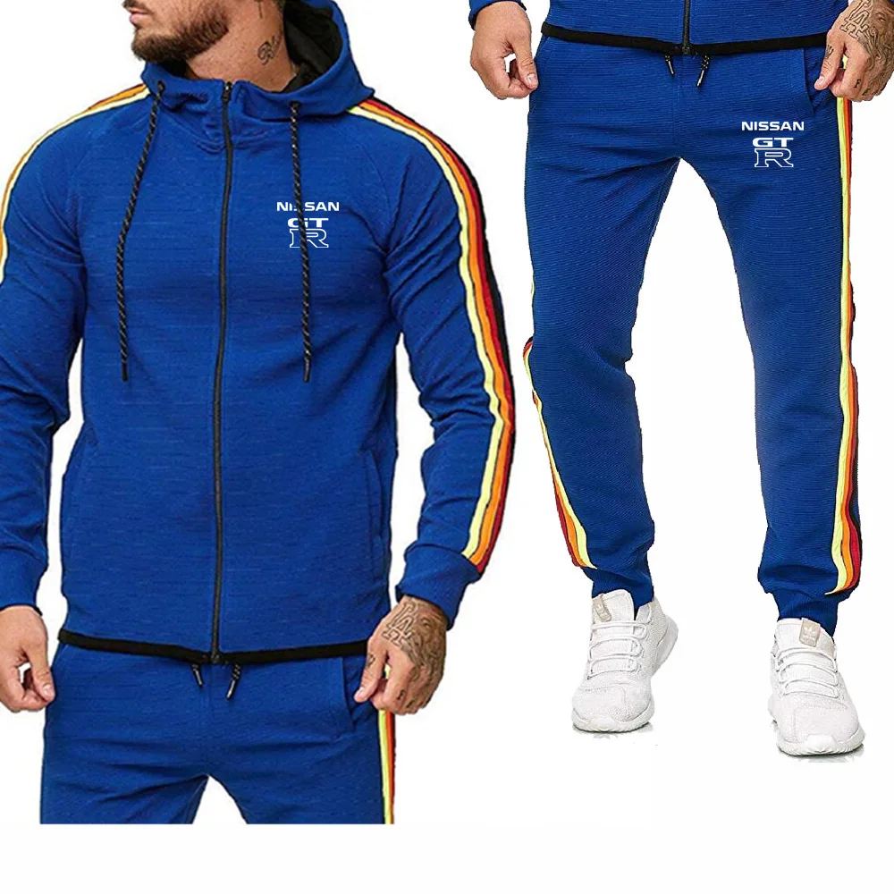 

2021 Men's Hoodie GTR Car Logo printing Casual Spring Autumn cotton Hooded Jacket Sweatshirt Sweatpants Suit 2pcs