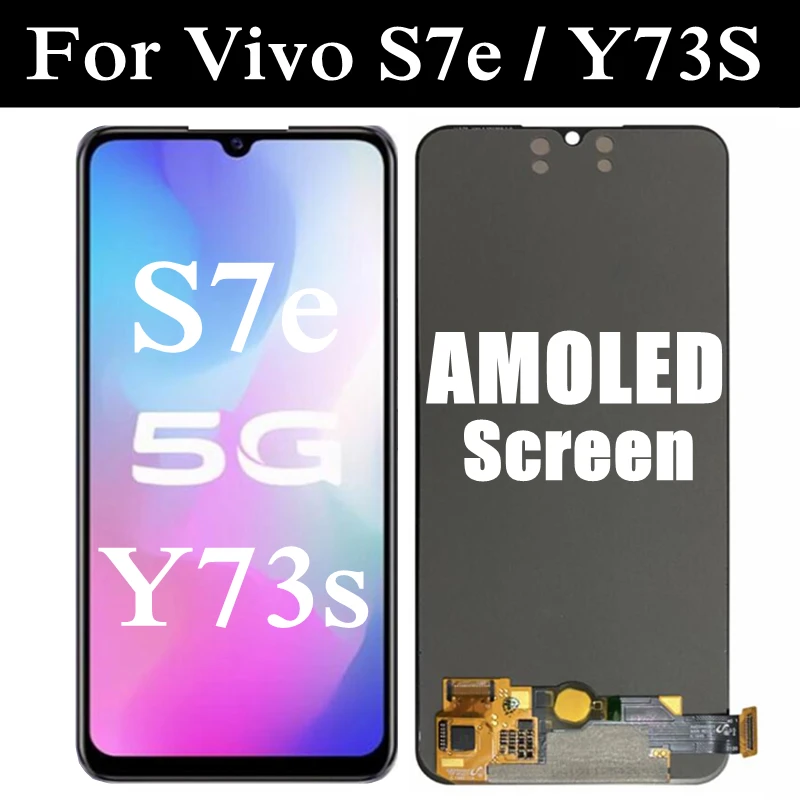 Pantalla t&aacute;ctil AMOLED de 6,44 pulgadas para VIVO S7e V2031A, montaje de pantalla LCD, accesorio de repuesto para tel&eacute;fono Y73s 5G V2031A-0