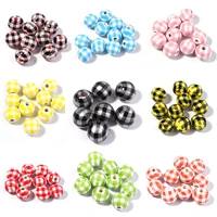 20pcs dyed lattice natural wood beads diy jewelry making bracelet necklace spacer bead smooth ball beads colorful wood bead
