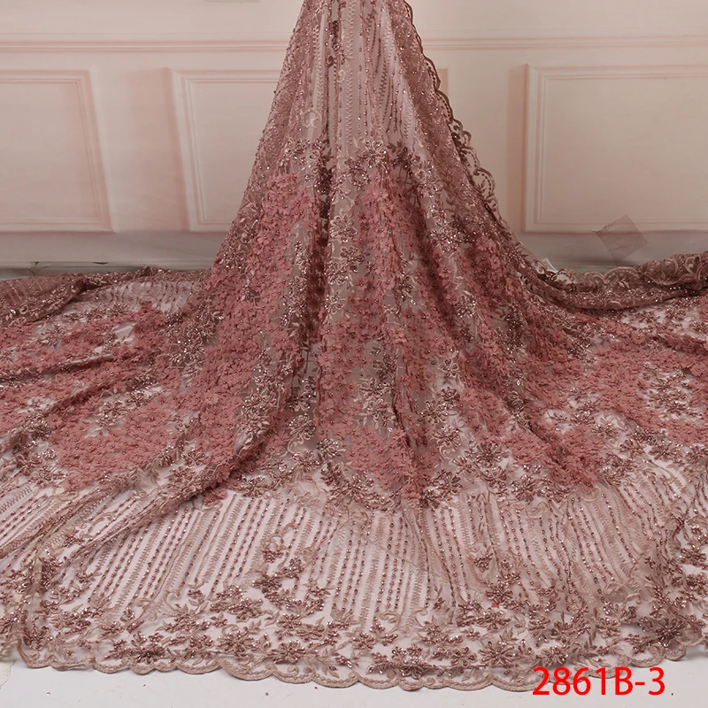 Bridal Beads Lace Fabric Latest African Lace Fabric 3d Lace Embroidery French African Wedding Lace Fabric 2861b
