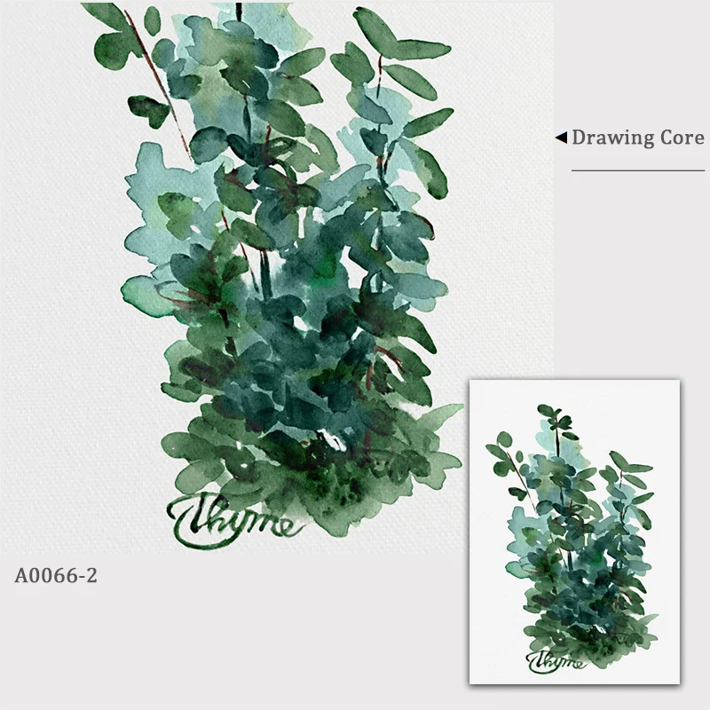 Акварельные растения холст живопись зеленые травы плакат растительные принты