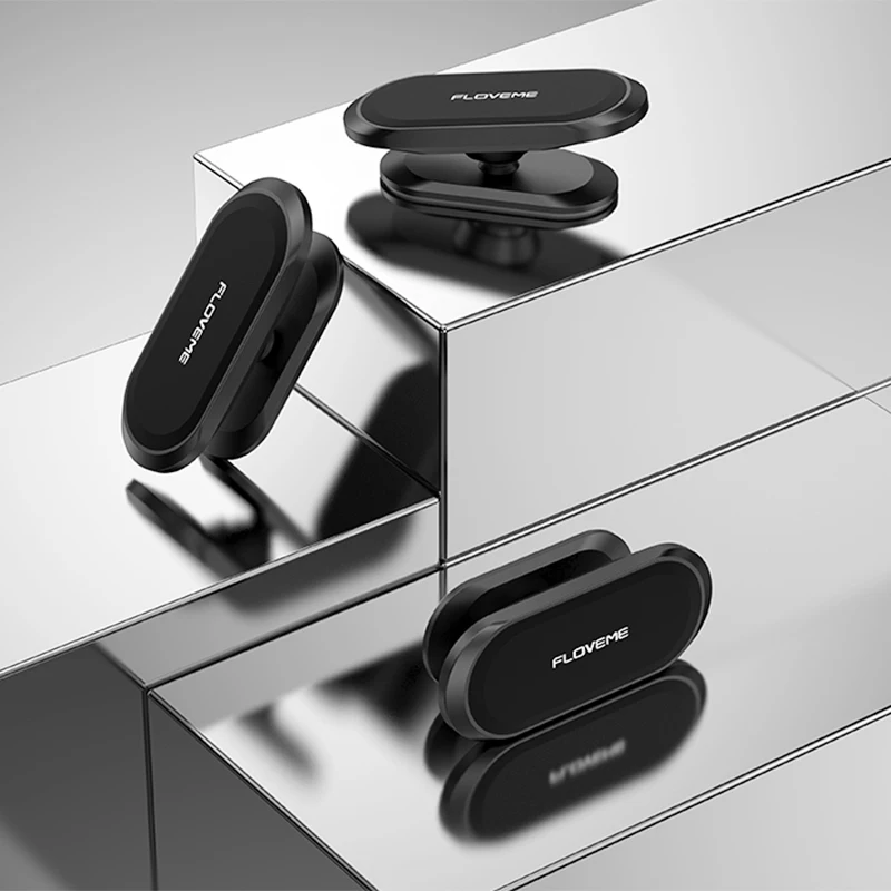 floveme magnetic car phone holder 360 degree mini strip shape stand metal magnet gps car mount stand wall office bedroom bracket free global shipping