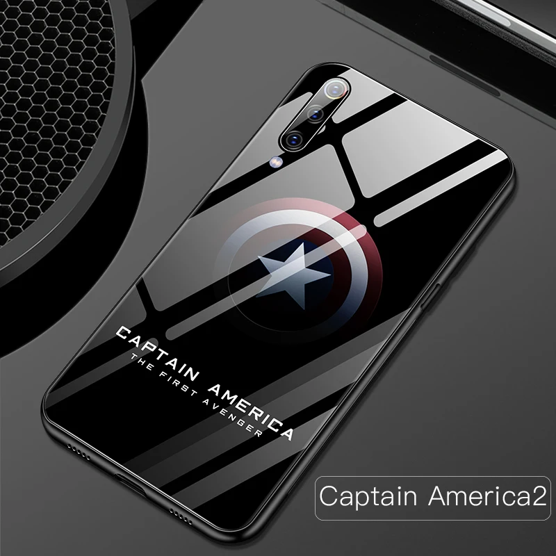 Captain America2 Мстители стекло футляр для Redmi 4X 5Plus Note 4 5 6 7 8 Pro человек паук Капитан Америка Железный человек чехол для mi 6 8 9 SE Marvel Coque - Цвет: Captain America2