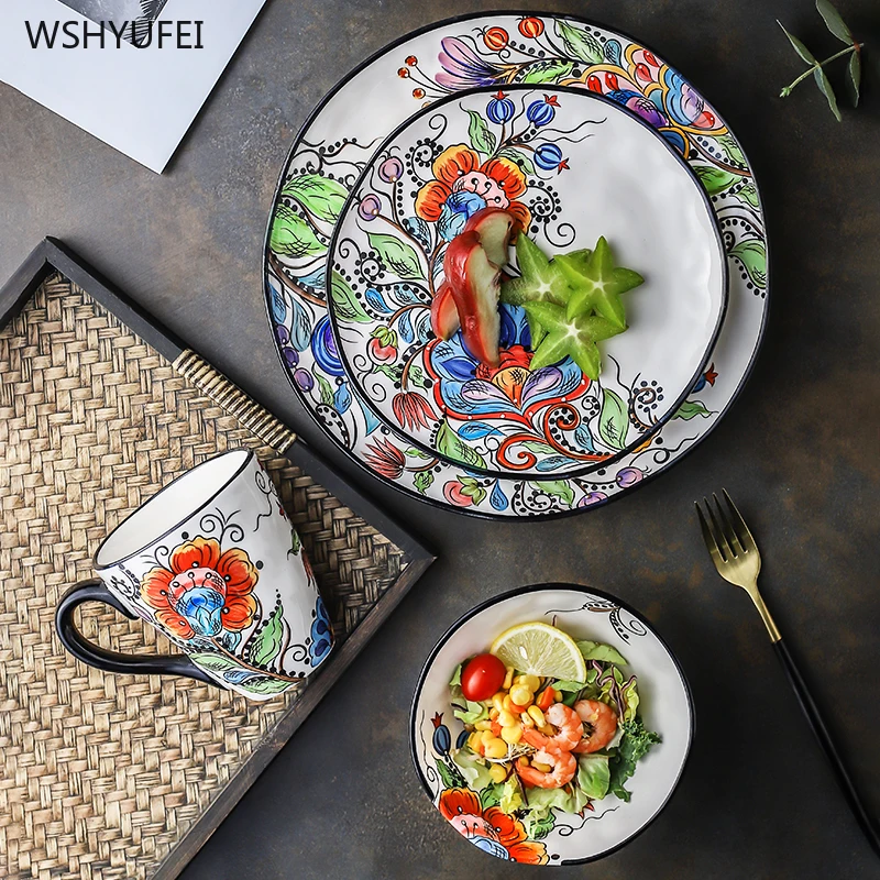 Керамическая посуда роспись ручной подглазурная в пасторальном стиле