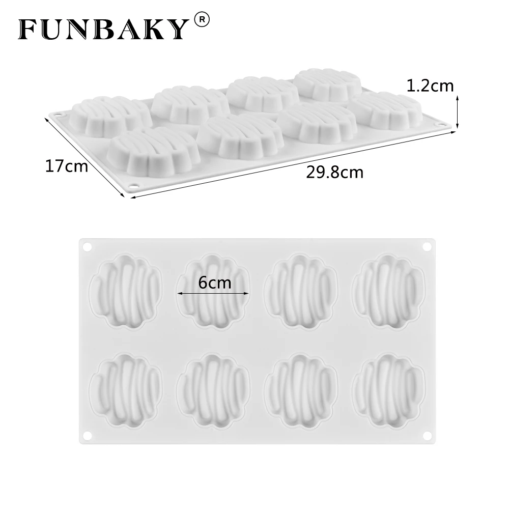 FUNBAKY 8 Cavity 3D Silicone Cake Mold Baking Tools DIY Mousse Dessert Bakeware Cooking Decorating Moulds | Дом и сад