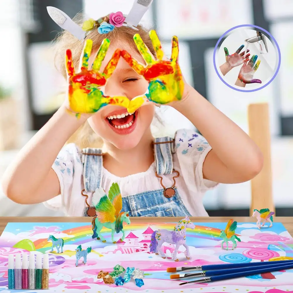 

Newborn Baby Kids Pegasus Painting Kit Non-toxic Washable Drawing Early Education Toy Montessori Art DIY Toys for Children Gifts