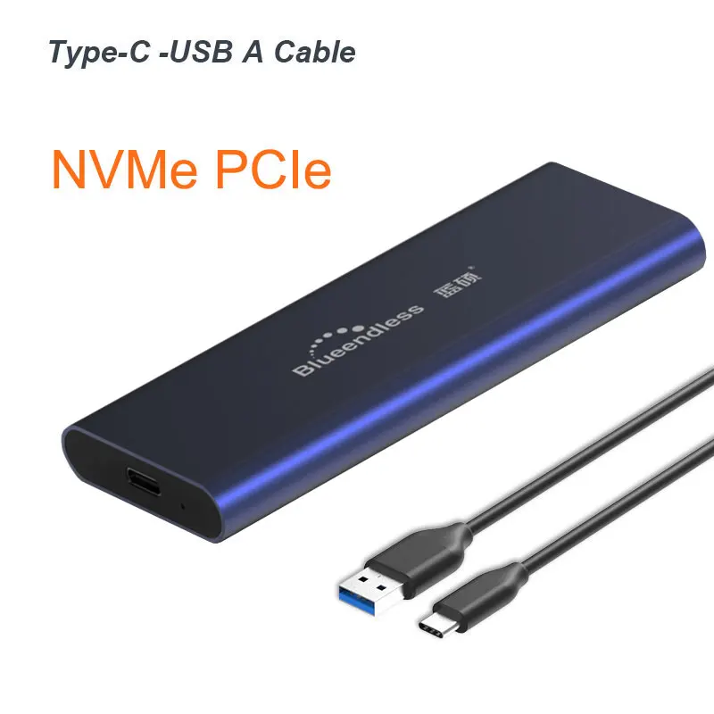 M8 C-A Blue for NVMe MSATA алюминиевый 1,8 'USB 3,0 компьютер HDD и PCIE NVMe M.2 M ключ SSD коробка внешний жесткий диск с портом type C Корпус чехол - Цвет: M8 C-A Blue for NVMe