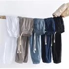 2021 новые хлопковые льняные детские повседневные штаны-шаровары брюки мужские джоггеры удобные летние штаны для мальчиков в китайском стиле Стиль мягкие льняные штаны для мужчин в стиле Харадзюку