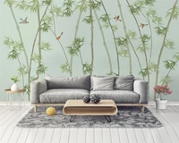 beibehang custom papel de parede wallpaper new chinese hand painted ink bamboo flowers and birds living room background behang
