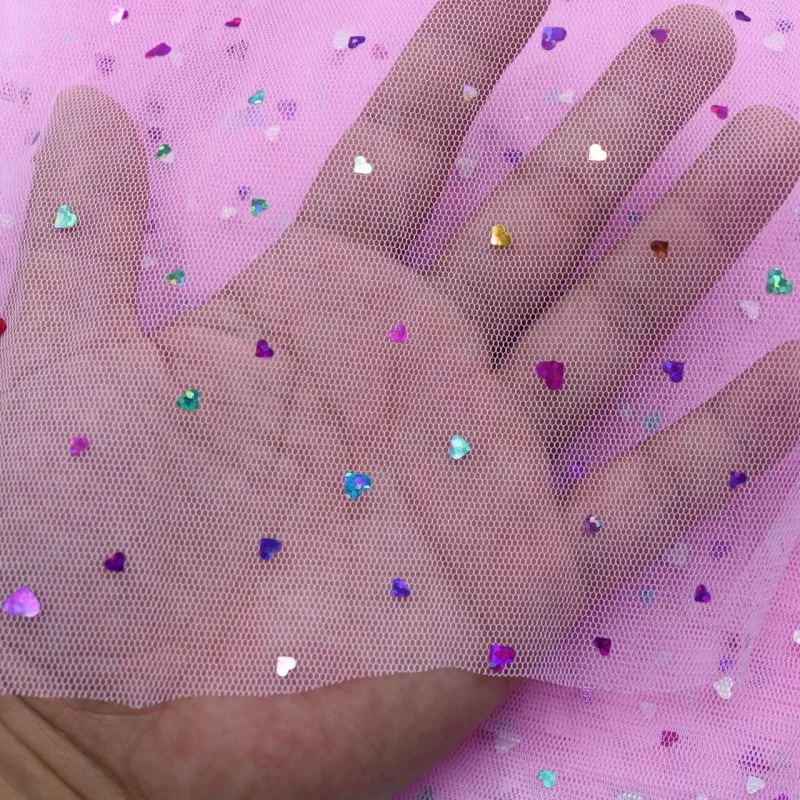 Блестящая любовь блестки пэчворк органза лазер DIY ремесла ткани для шитья по