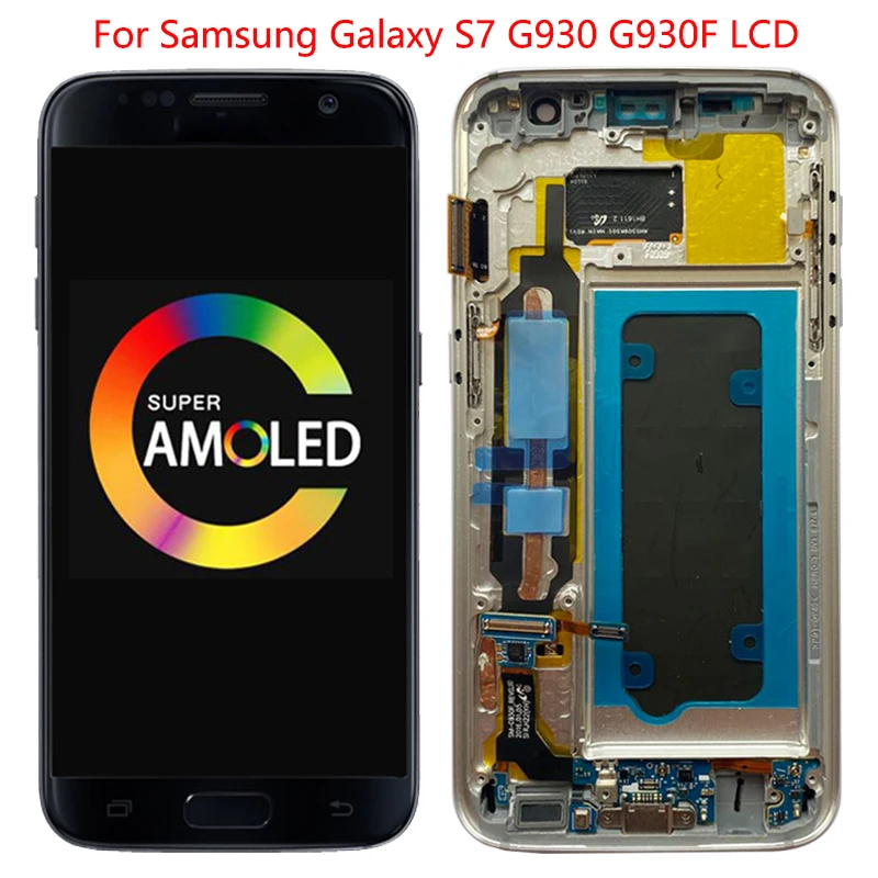 ЖК дисплей SUPER AMOLED G930 для Samsung S7 сенсорный экран с рамкой дигитайзер в сборе Galaxy G930F
