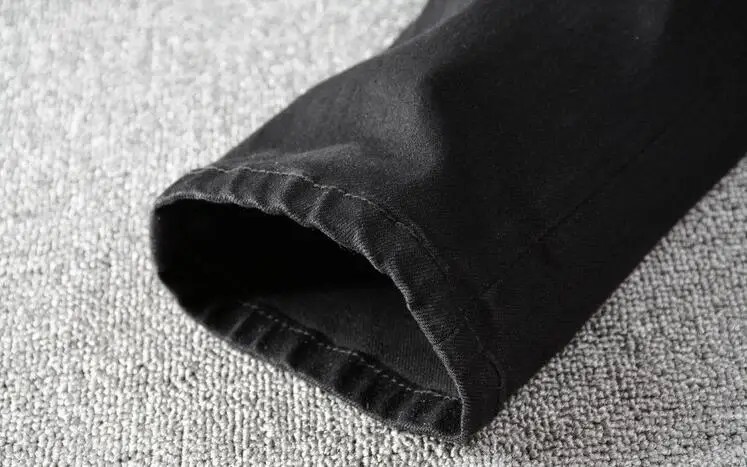 

New Men's Male Street Fashion Casual Brand Embroidered Jeans Mens Black Ripped Patch Stretch Slim Fit Denim Pants Trousers