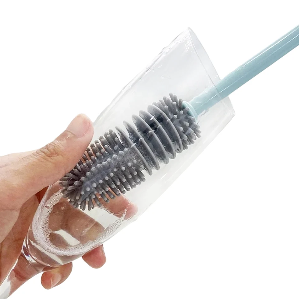 

Silicone Milk Bottle Brush 360 Long Handle Cup Brush Handheld Soft Head Food Grade Watering Kitchen Household Cleaning Brushes