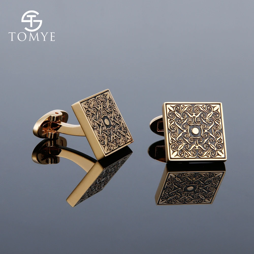 Запонки для мужчин TOMYE XK18S383 модные квадратные Золотые рубашки