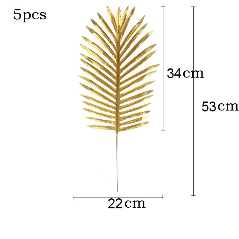 

5Pcs Artificial Gold Turtle Back Leaf Tropical Monstera Palm Maple Tree Leaves DIY Christmas Decor for Home Wedding Decoration