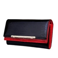 luxury women wallets patent leather high quality designer brand wallet lady fashion clutch casual women purses party