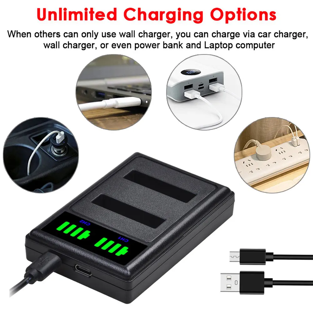 2 шт. двойное зарядное устройство USB для Sony|Цифровые аккумуляторы| |