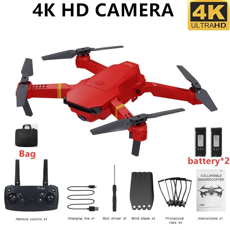 4K 2Battery with bag HJHRC JY019 wifi FPV с широким углом обзора 1080P HD 4K камера режим удержания высоты складной рычаг RC Квадрокоптер Дрон RTF Дрон VS E520S E58 - Цвет: 4K 2Battery with bag
