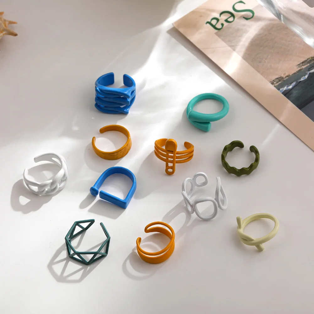 Женское Открытое кольцо в виде Макарон AOMU разноцветное геометрическое