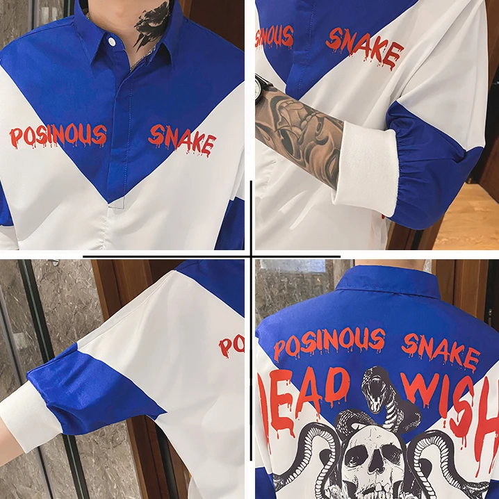 

Summer Skull Printed Shirts Men Short Sleeve Loose Casual Pullover Hip-hop Harajuku Streetwear Social Party Nightclub Clothing