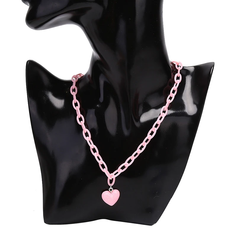 

1 Pc Heart Pendant Acrylic Necklace Macarons Chokers Hip Hop Harajuku Gift For Women Collier Accesories Personality Jewelry