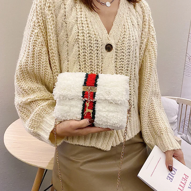 

Homemade hand-woven bag DIY material bag wool knitted female bag star the same paragraph messenger bag homemade gift for lovers