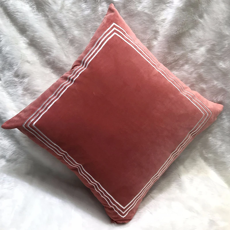 

Modern Velvet Embroidery Geometric Lattice Cushion Cover Home Decorative Sofa Simple Throw Pillow Pillowcase Living Room Bedroom