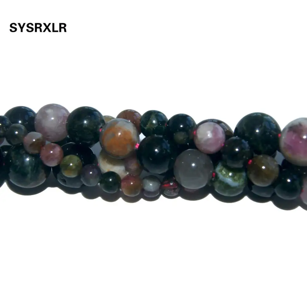 Турмалиновые круглые бусины с натуральным камнем для изготовления ювелирных