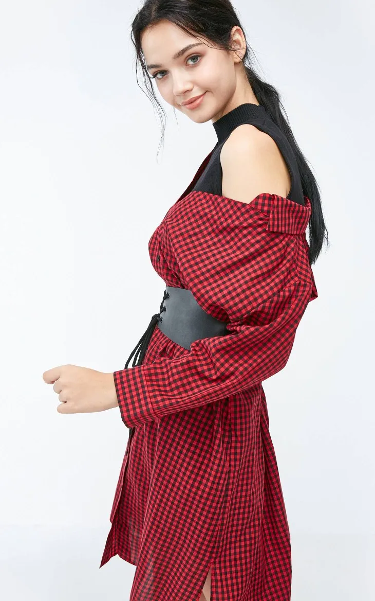 Vero Moda Новое поступление вязаный жилет клетчатое платье-рубашка | 3184SZ506
