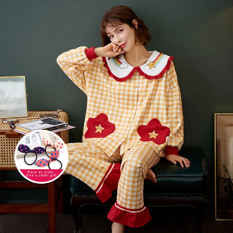 

Зимняя Пижама; Одежда для сна для женщин с изящным «кукольным» воротником обшитым одежда для сна домашние тапочки из хлопка для женщин, пижа...