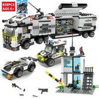 858pcs city police swat command vehicle truck building blocks sets brinquedos assembling bricks educational toys for children