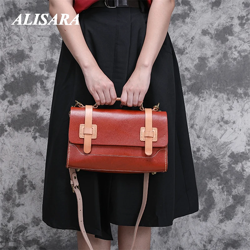 

Vintage Doctor Handbag,Red brown bag essentials for women casual box Retro Classical Messenger Personalized Leather Envelope bag