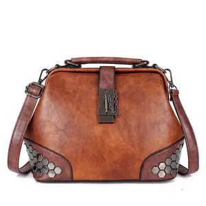 Модная кожаная женская сумка на плечо, Женская Повседневная дизайнерская сумка с вышивкой и замком в стиле ретро, однотонная женская сумка-мессенджер