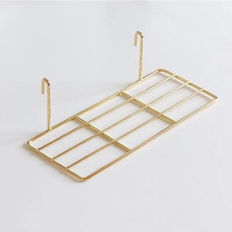 

2pcs Grid Panel Wall Shelf Basket with Hook Bookshelf Display Storage Rack Tray