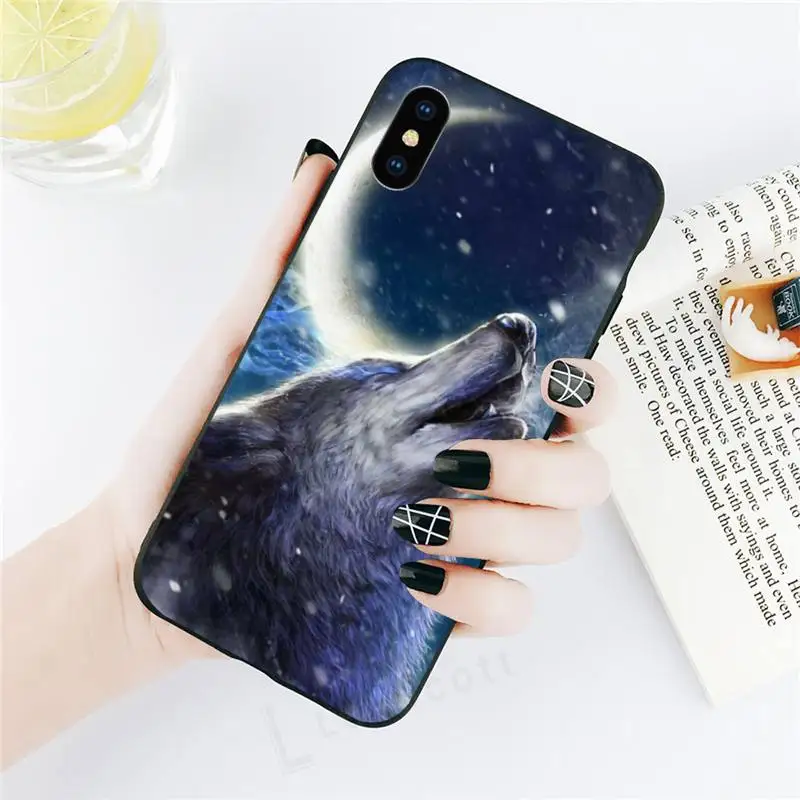 

roaring wolf Moon animal art Phone Case for iPhone 11 12 pro XS MAX 8 7 6 6S Plus X 5S SE 2020 XR