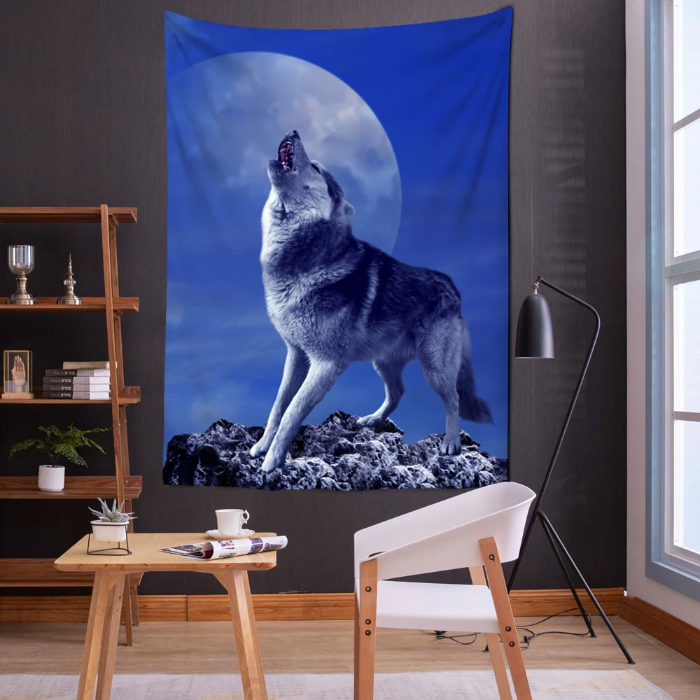 Howl of a wolf Holy гобелены с изображением животных Настенный декор чакра ковер