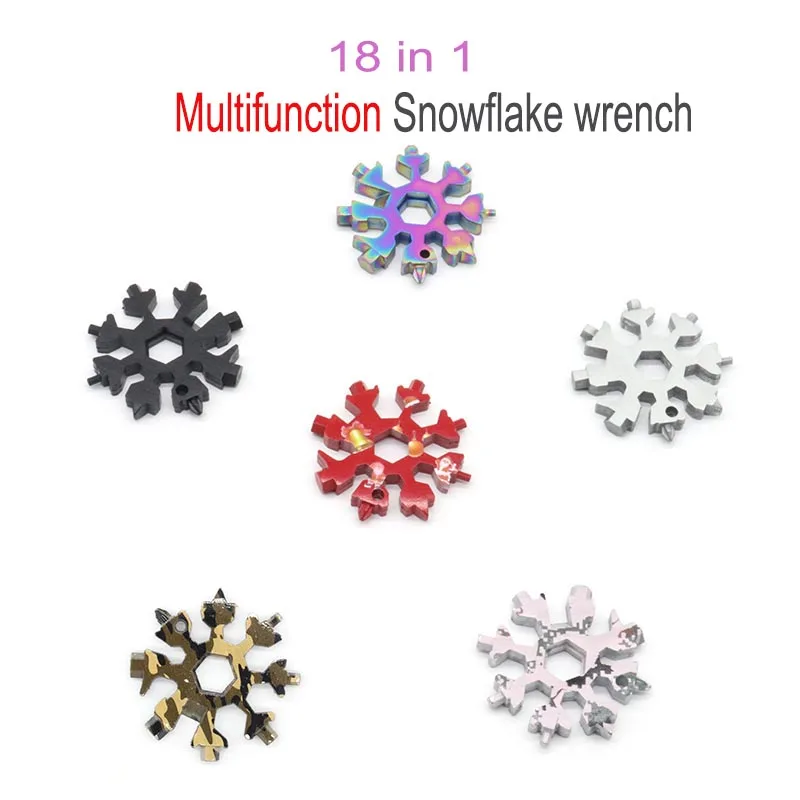

18 in 1 Multifunction Snowflake wrench Portable Universal screwdriver Hex Multifunction Key Ring Outdoor Hike Survive Hand Tools