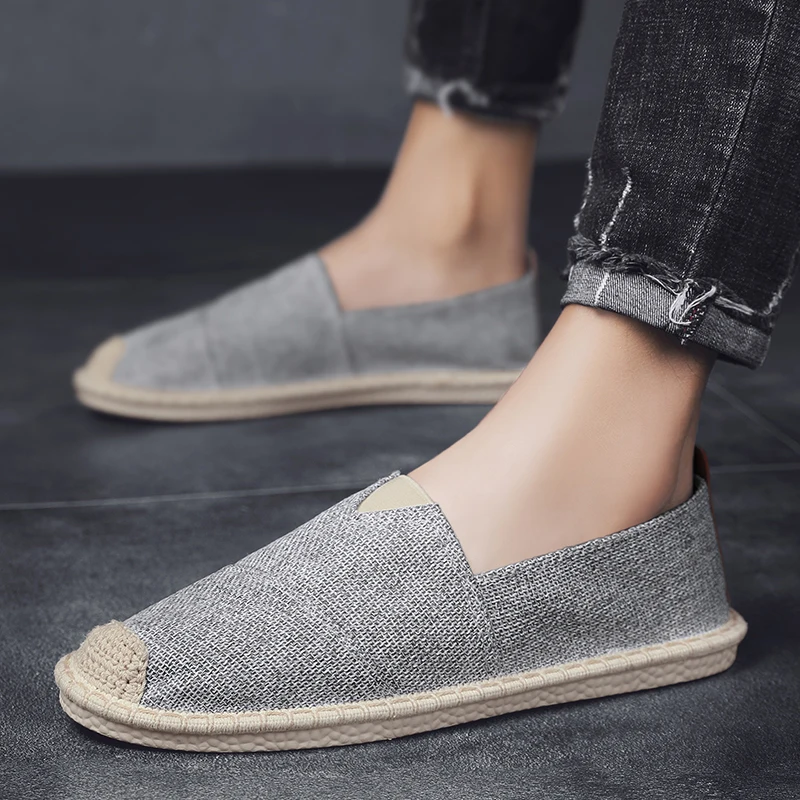 Mens Casual Shoes Espadrilles Canvas Men Breathable Slip On Cheap Loafers for Sneakers Moccasins Dropshipping AODLEE | Обувь