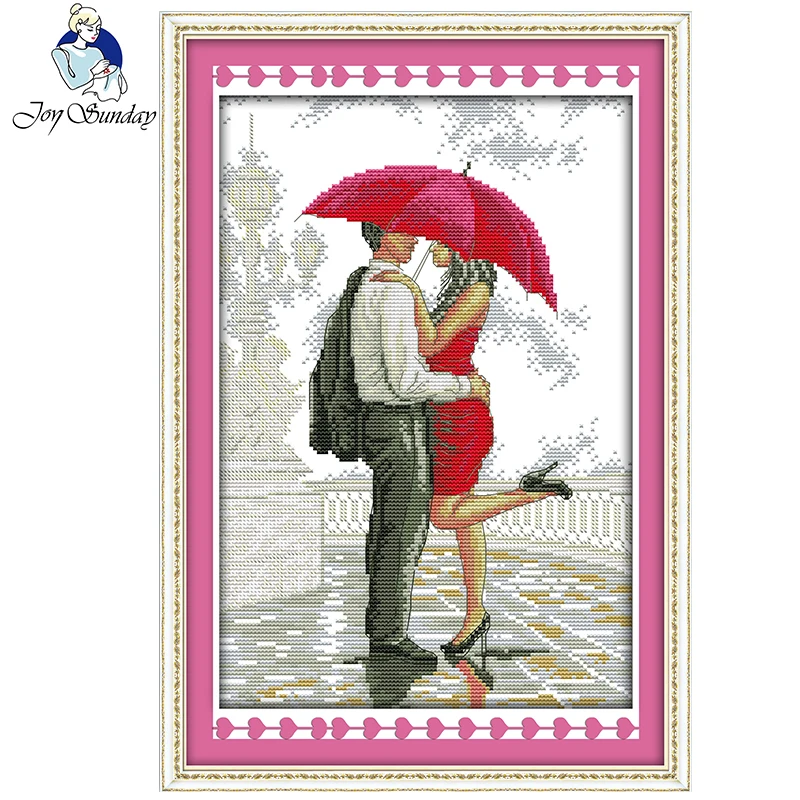 Набор для вышивки крестиком Joy Sunday романтическая прогулка под дождем 14CT сделай