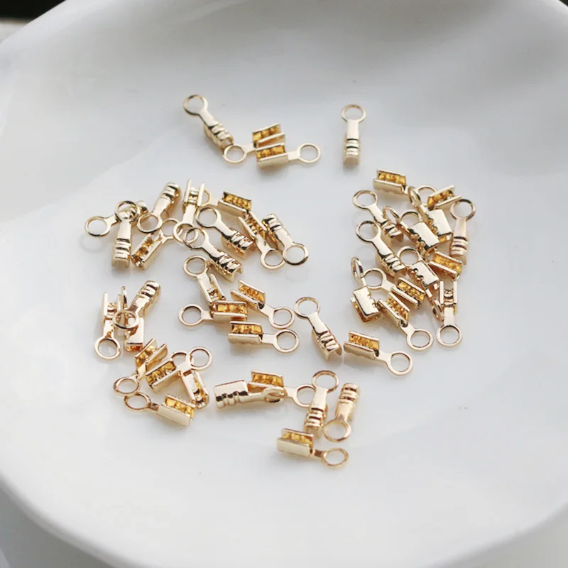 Вакуумные золотые медные зажимы на кожаном шнурке застежка цепочке концевые