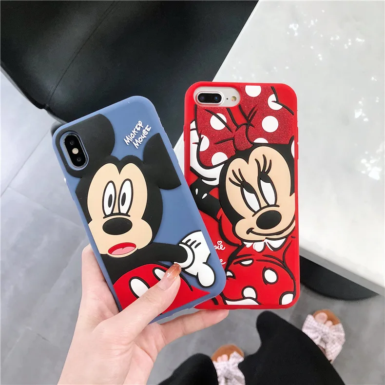 

2021 Disney Mickey Minnie for iphone 11/12 pro max iPhone 7/8 plus xr xs max case carcasa iphone plus Mobile Phone Cases Covers