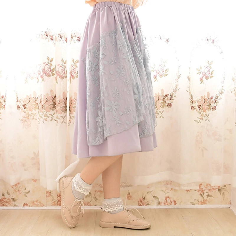 Японская мода Милая юбка в стиле девушки Мори Женская хлопковая пэчворк с