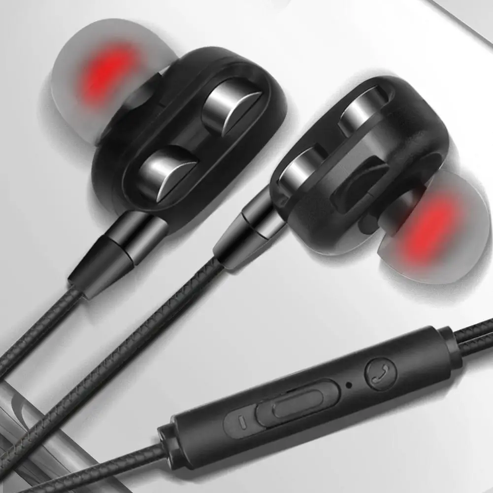 

Sports Gaming Headset Dual Drivers 4 Units Heavy Bass HiFi In-ear Wired Earphone With Mic Headphones for Xiaomi Samsung