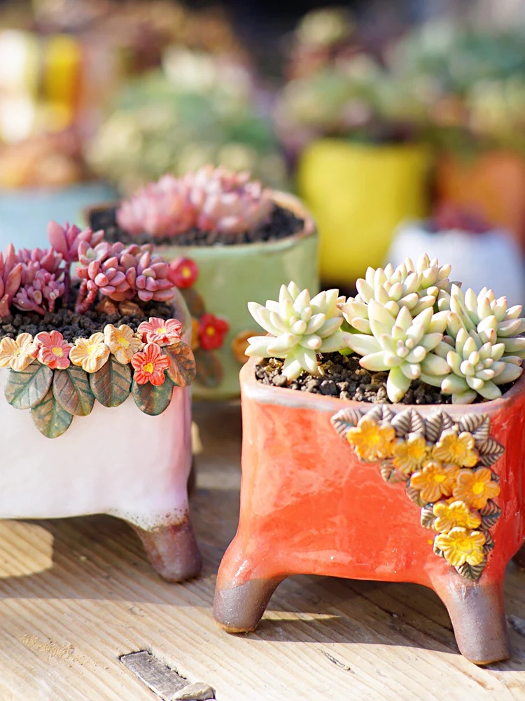 Разноцветный горшок ручной росписи в ретро-стиле креативный керамический