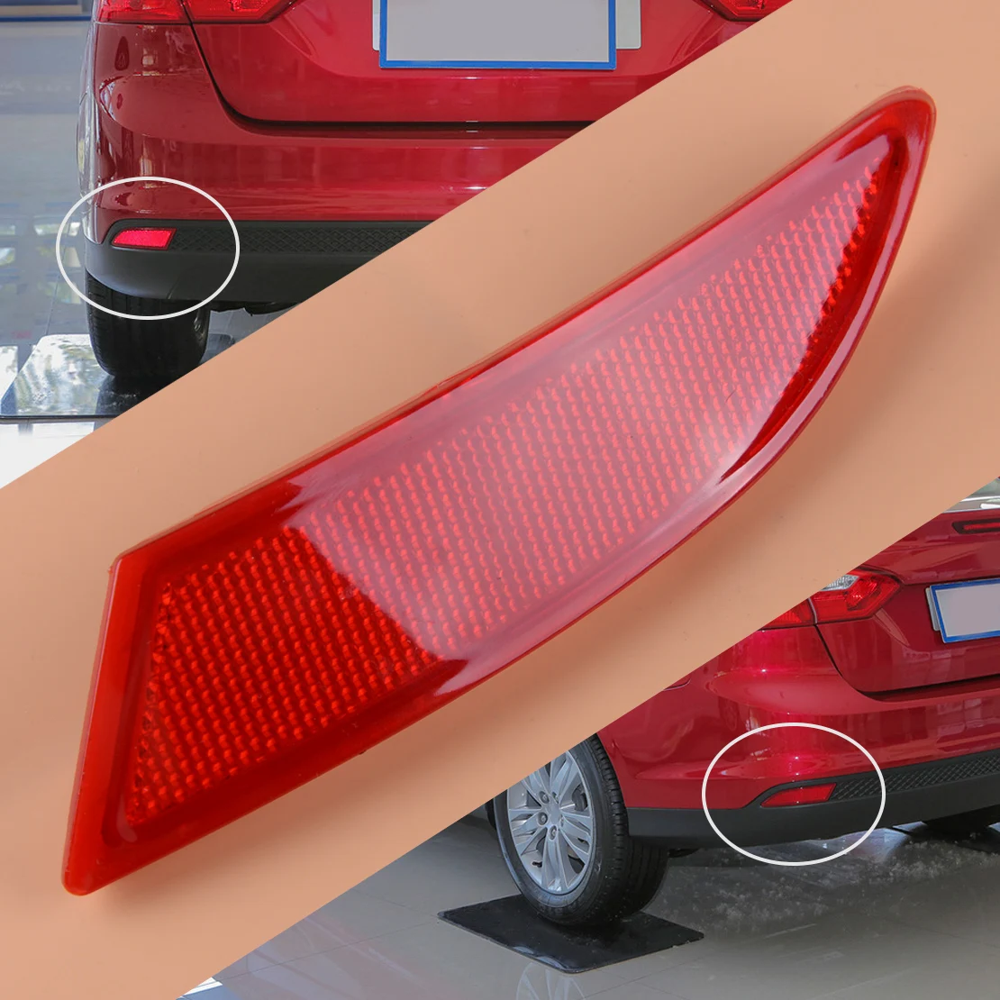

DWCX 19x4.2cm BM51515COAE Plastic Red Car Left Rear Bumper Reflector Fit For Ford Focus 2012 2013 2014 2015