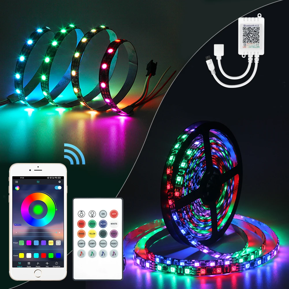 

VIPMOON RGB Led Remote Controller DC5-24V 20Keys Bluetooth Music Wireless Remote Splitter Connector 1 to 1/2/3 for Strip Lights