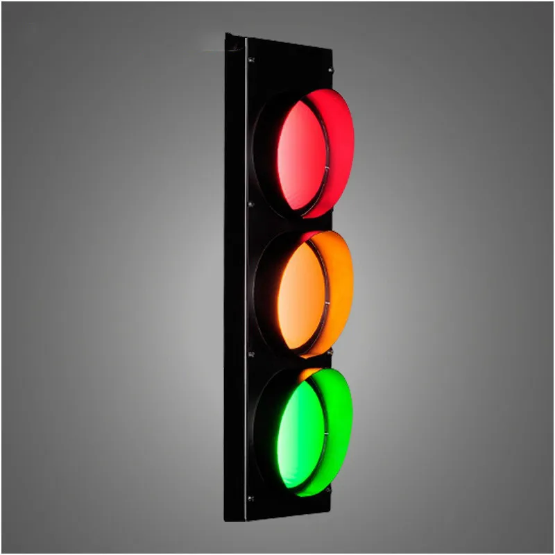 

Retro Creative Traffic Lights Restaurant Corridor Corridor Bar Personality Color Retro Cafe Wrought Iron Wall Lamp Decoration