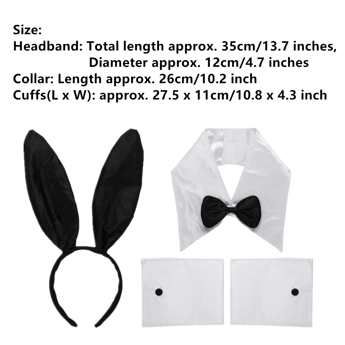 5 Women Rabbit Ear Headband Collar Bow Tie Cuff Tail Glove Uniform Cosplay Bunny 